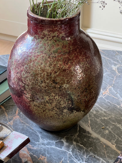 FRENCH BURGUNDY GLAZE CERAMIC VASE