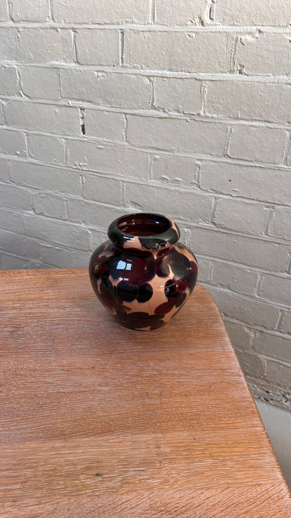 ART DECO BURGUNDY FLORAL SMALL VASE