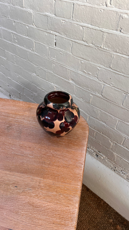 ART DECO BURGUNDY FLORAL SMALL VASE