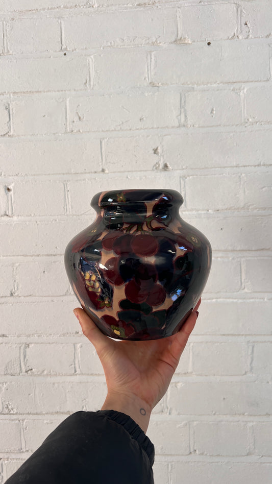 ART DECO BURGUNDY FLORAL SMALL VASE