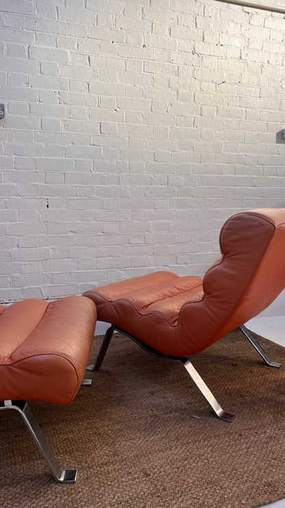 70S PEACH CHROME LOUNGE CHAIRS