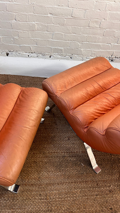 70S PEACH CHROME LOUNGE CHAIRS