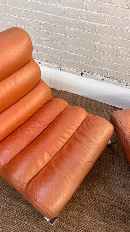 70S PEACH CHROME LOUNGE CHAIRS
