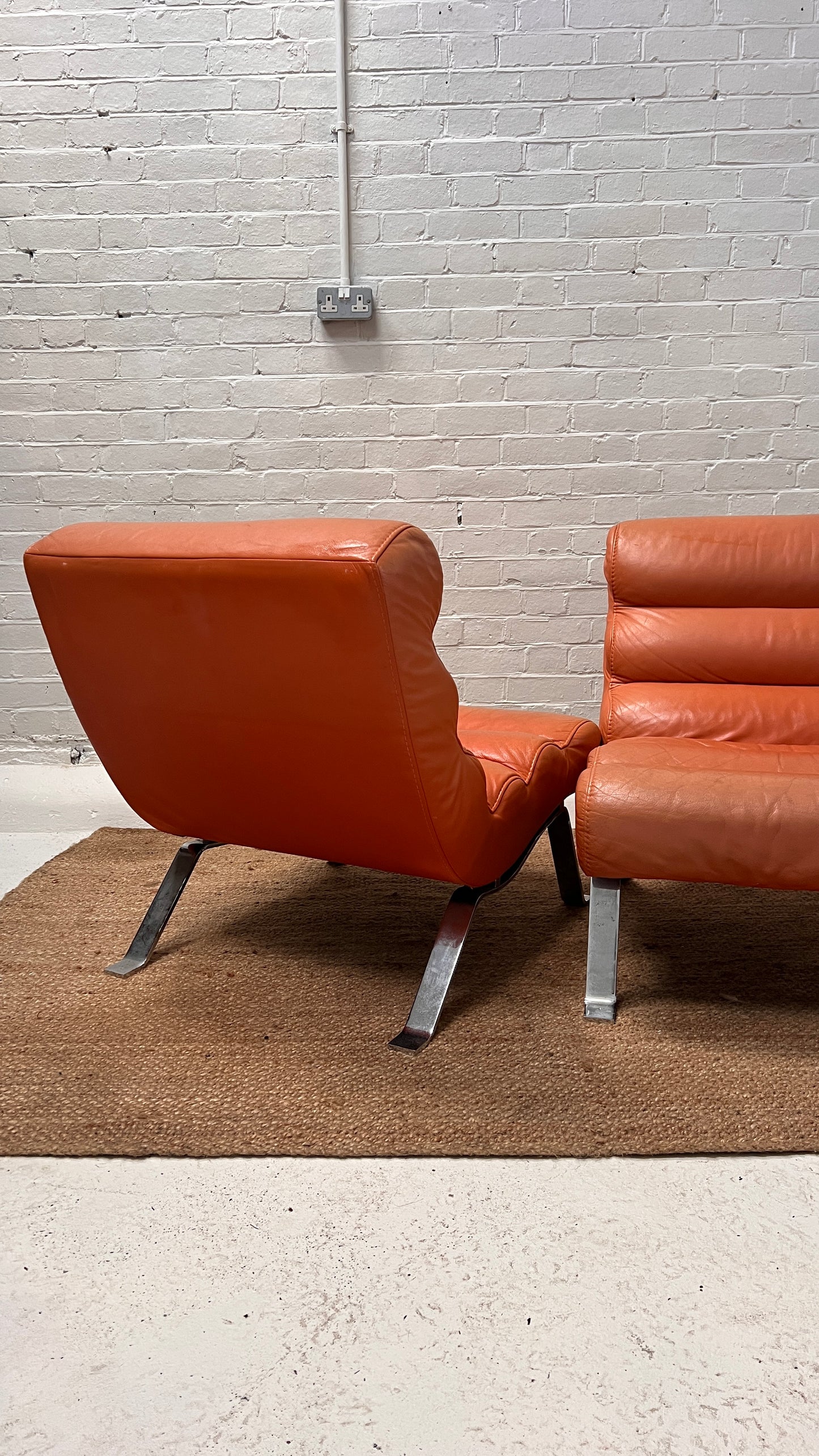 70S PEACH CHROME LOUNGE CHAIRS