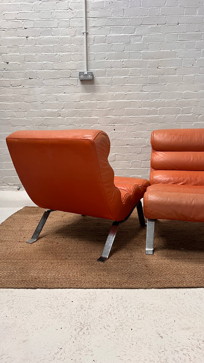 70S PEACH CHROME LOUNGE CHAIRS