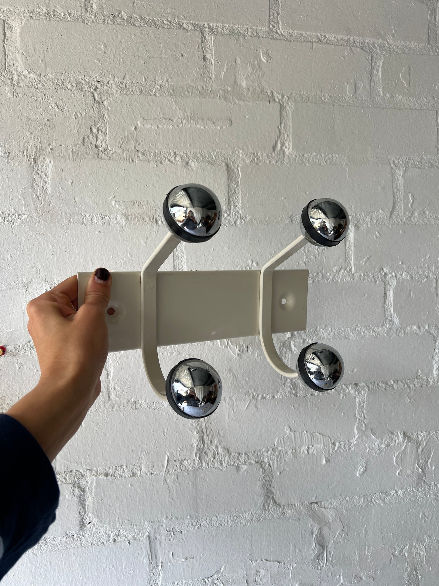 SPACE AGE WHITE & CHROME WALL HOOKS