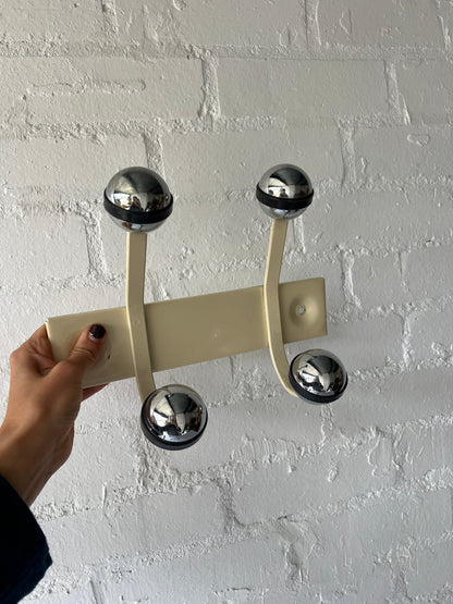 SPACE AGE CREAM & CHROME WALL HOOKS