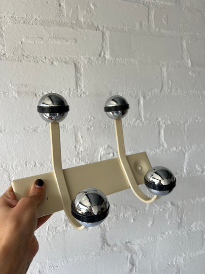 SPACE AGE CREAM & CHROME WALL HOOKS