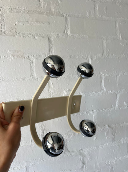 SPACE AGE CREAM & CHROME WALL HOOKS