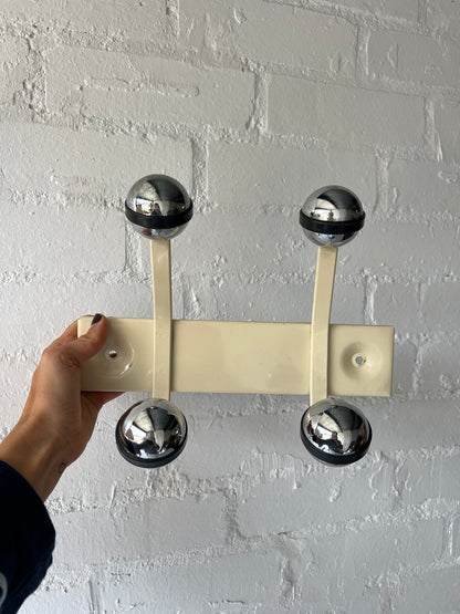 SPACE AGE CREAM & CHROME WALL HOOKS