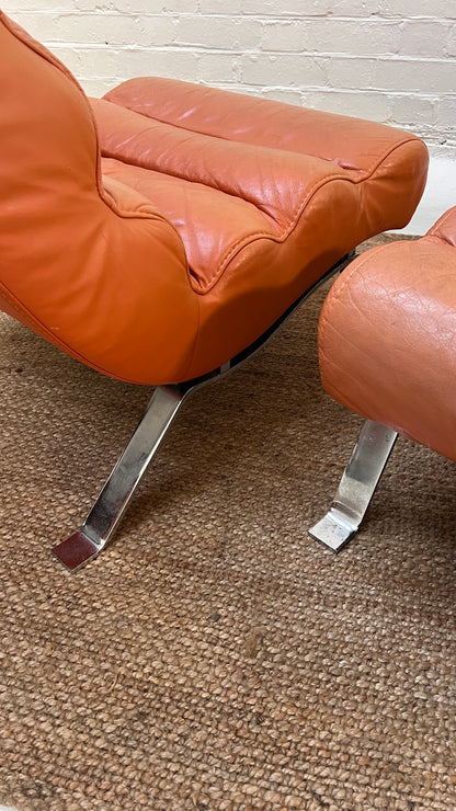 70S PEACH CHROME LOUNGE CHAIRS