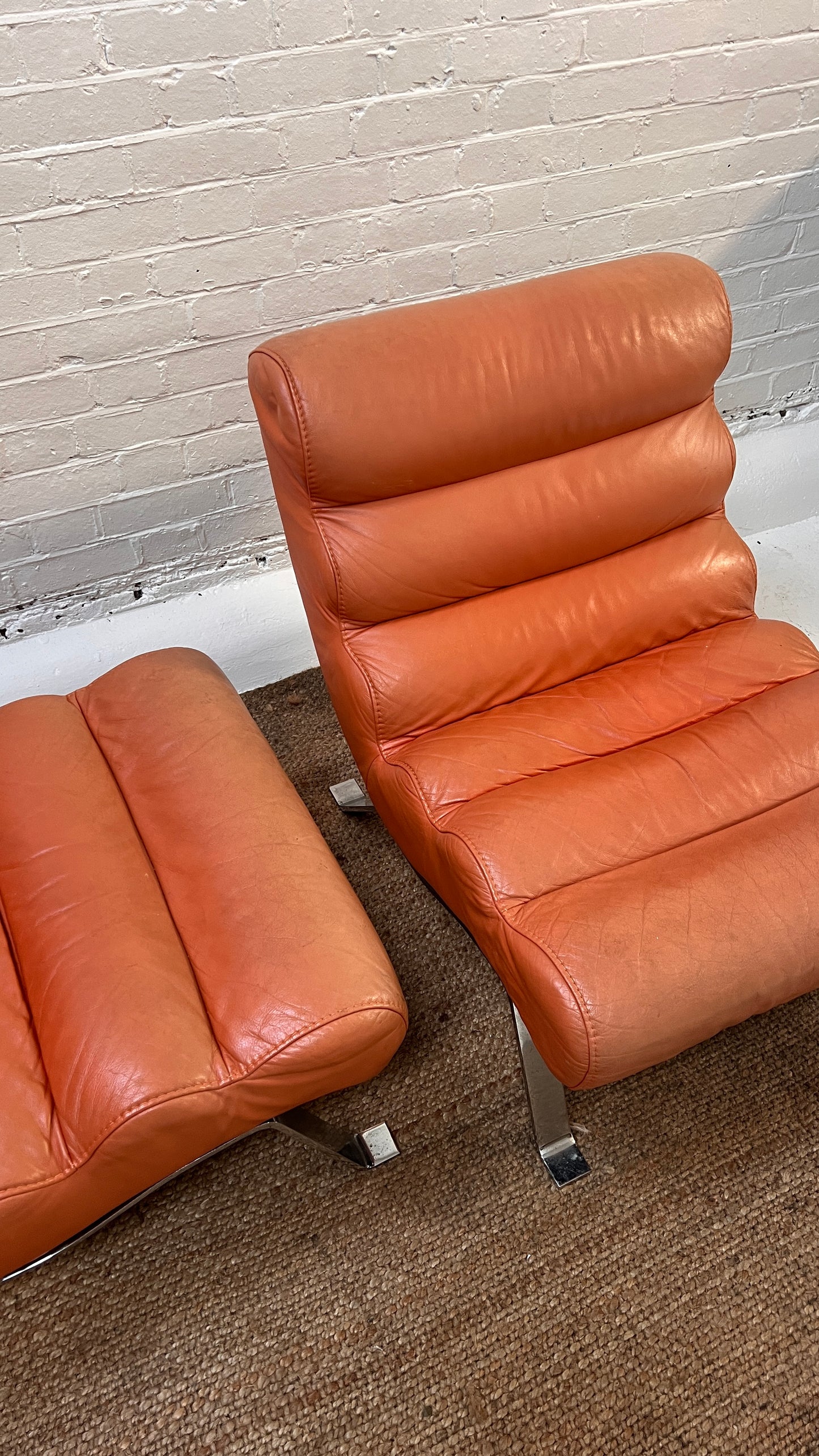 70S PEACH CHROME LOUNGE CHAIRS