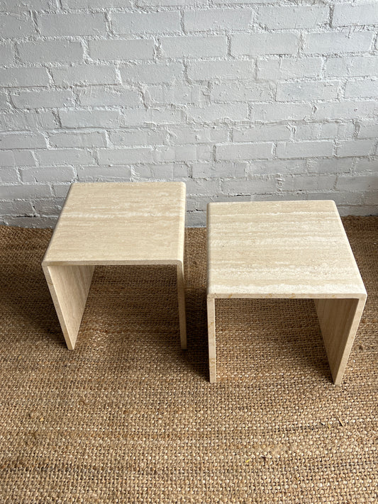 80S CREAM SIDE TRAVERTINE TABLES