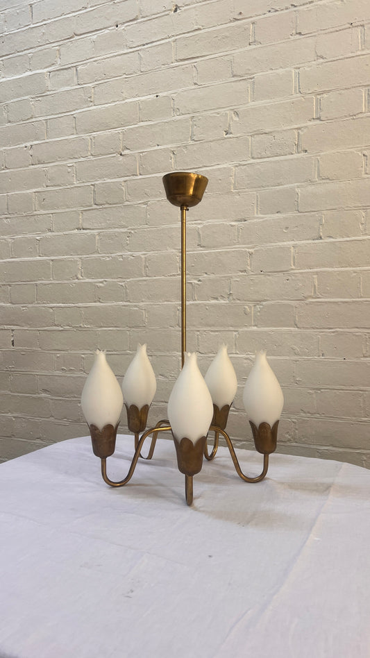 DANISH FIVE ARM CHANDELIER
