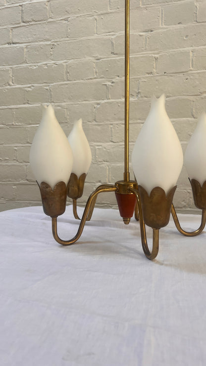 DANISH FIVE ARM CHANDELIER