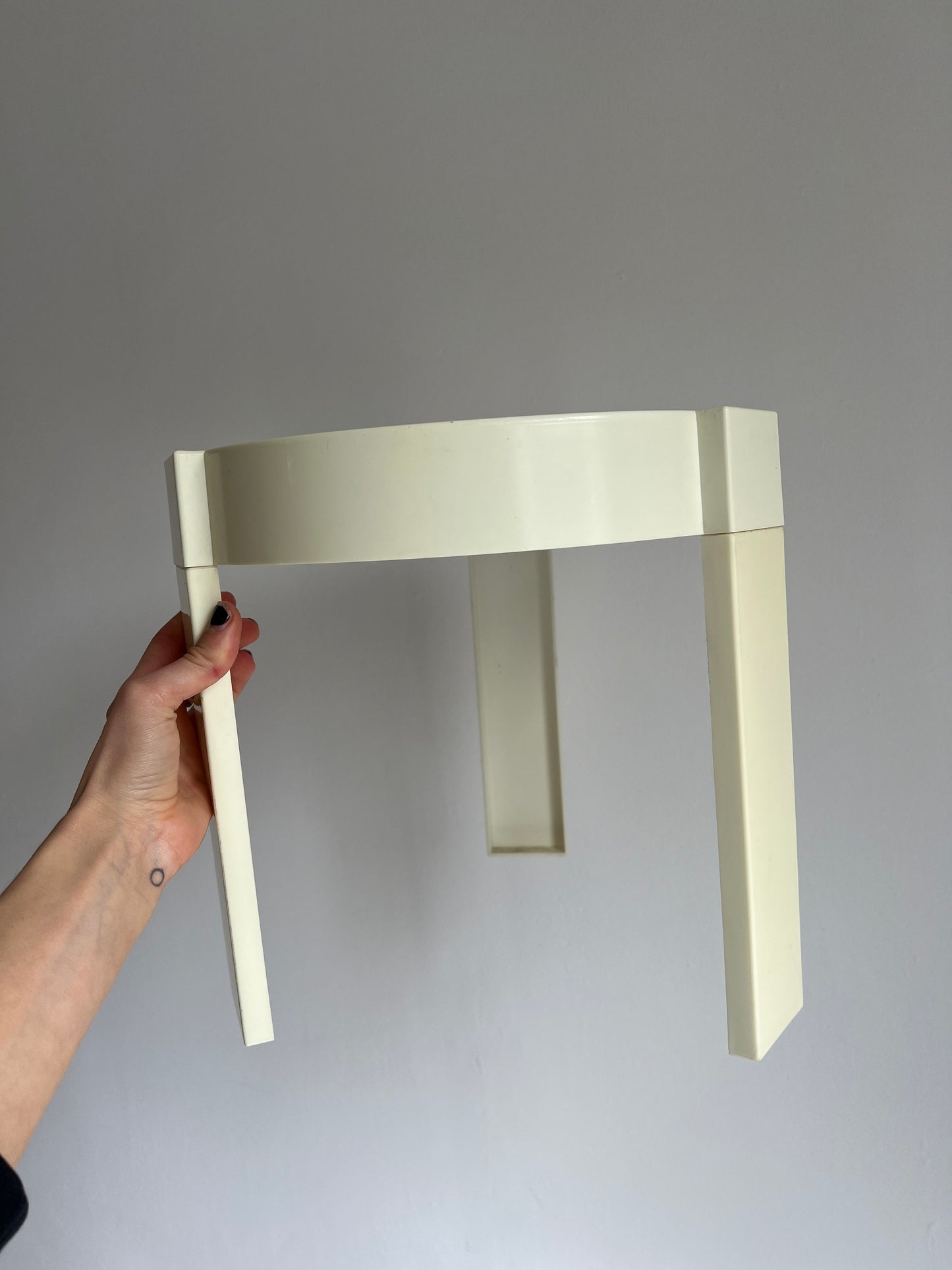 Pair of 70s space age baby yellow stacking tables