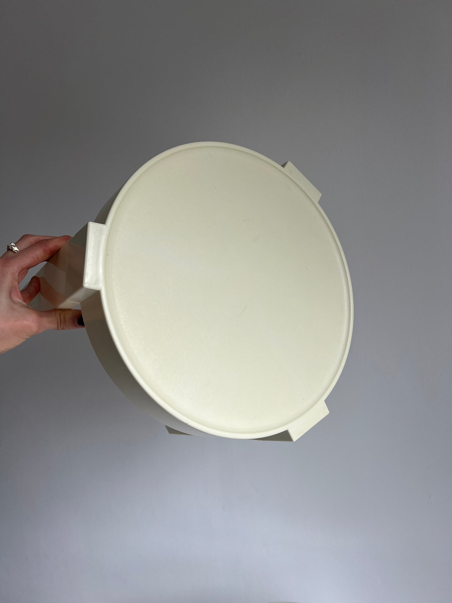 Pair of 70s space age baby yellow stacking tables