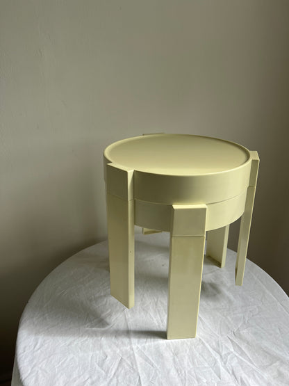 Pair of 70s space age baby yellow stacking tables