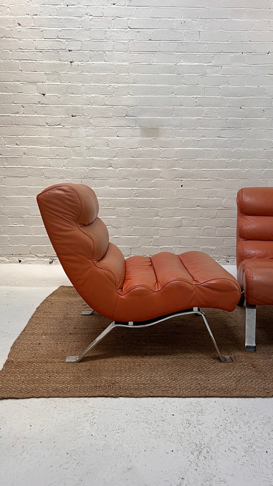 70S PEACH CHROME LOUNGE CHAIRS