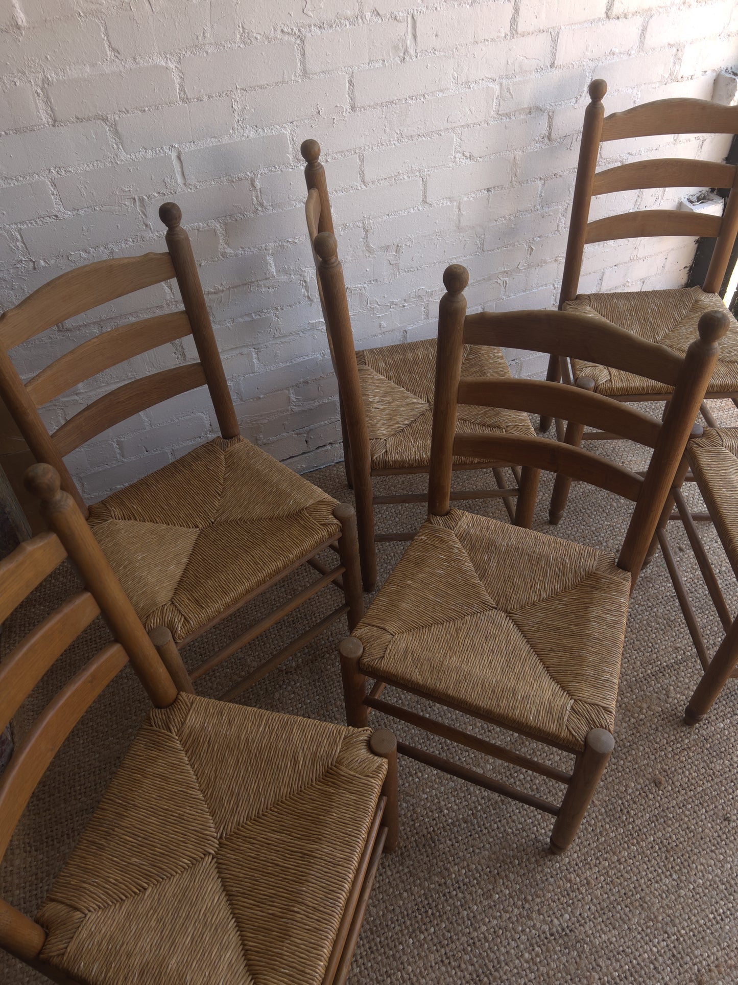 SET OF SIX RUSH DINING CHAIRS