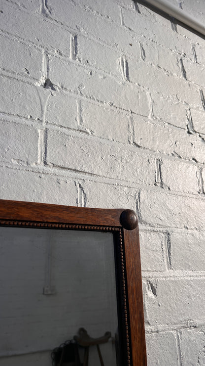 BEADED RECTANGULAR OAK MIRROR