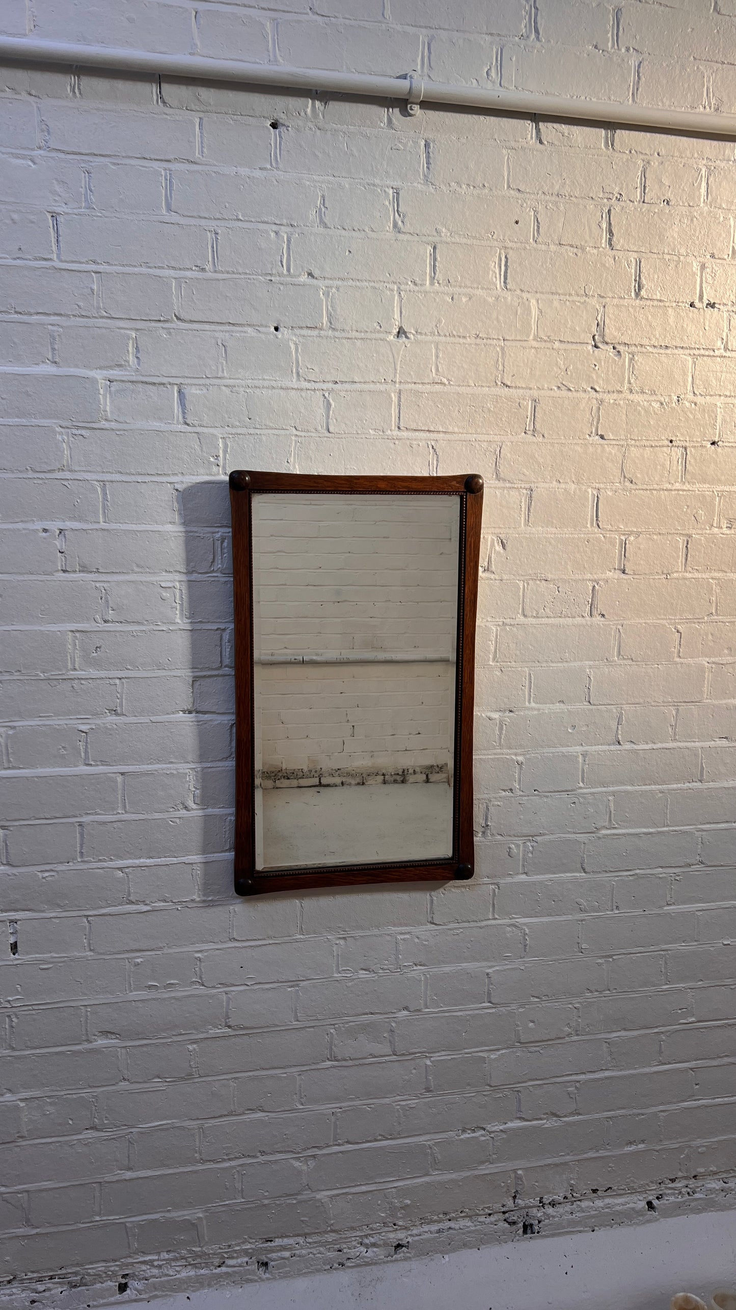BEADED RECTANGULAR OAK MIRROR