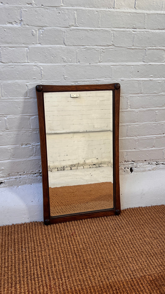 BEADED RECTANGULAR OAK MIRROR