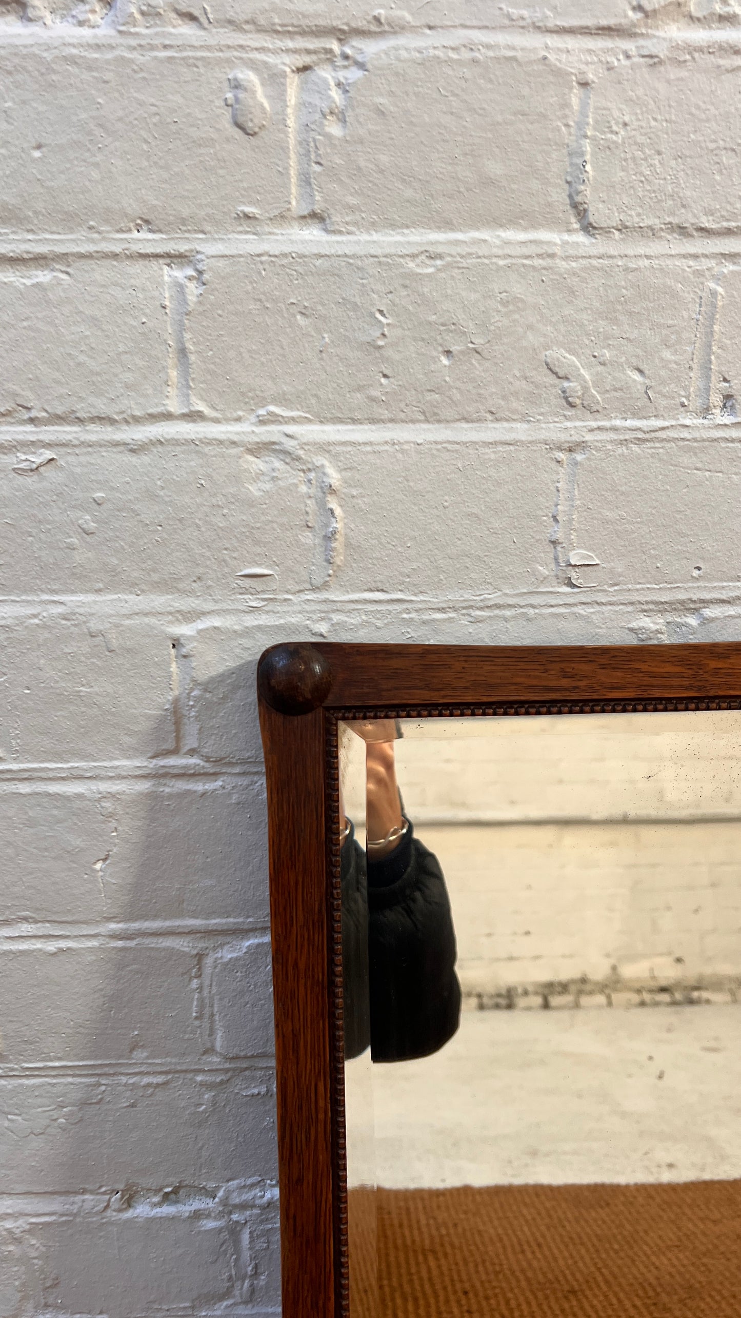 BEADED RECTANGULAR OAK MIRROR