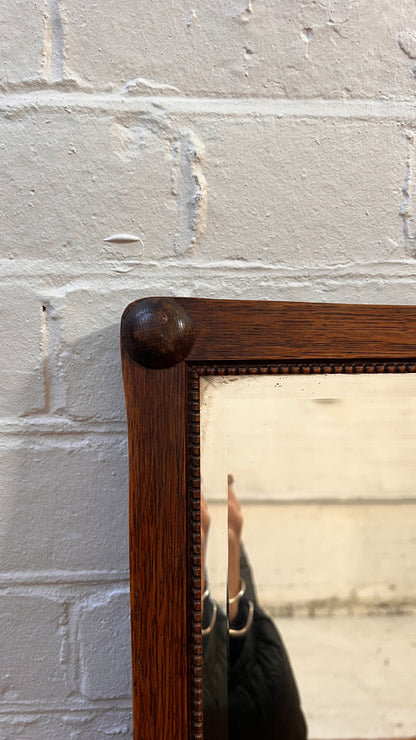 BEADED RECTANGULAR OAK MIRROR