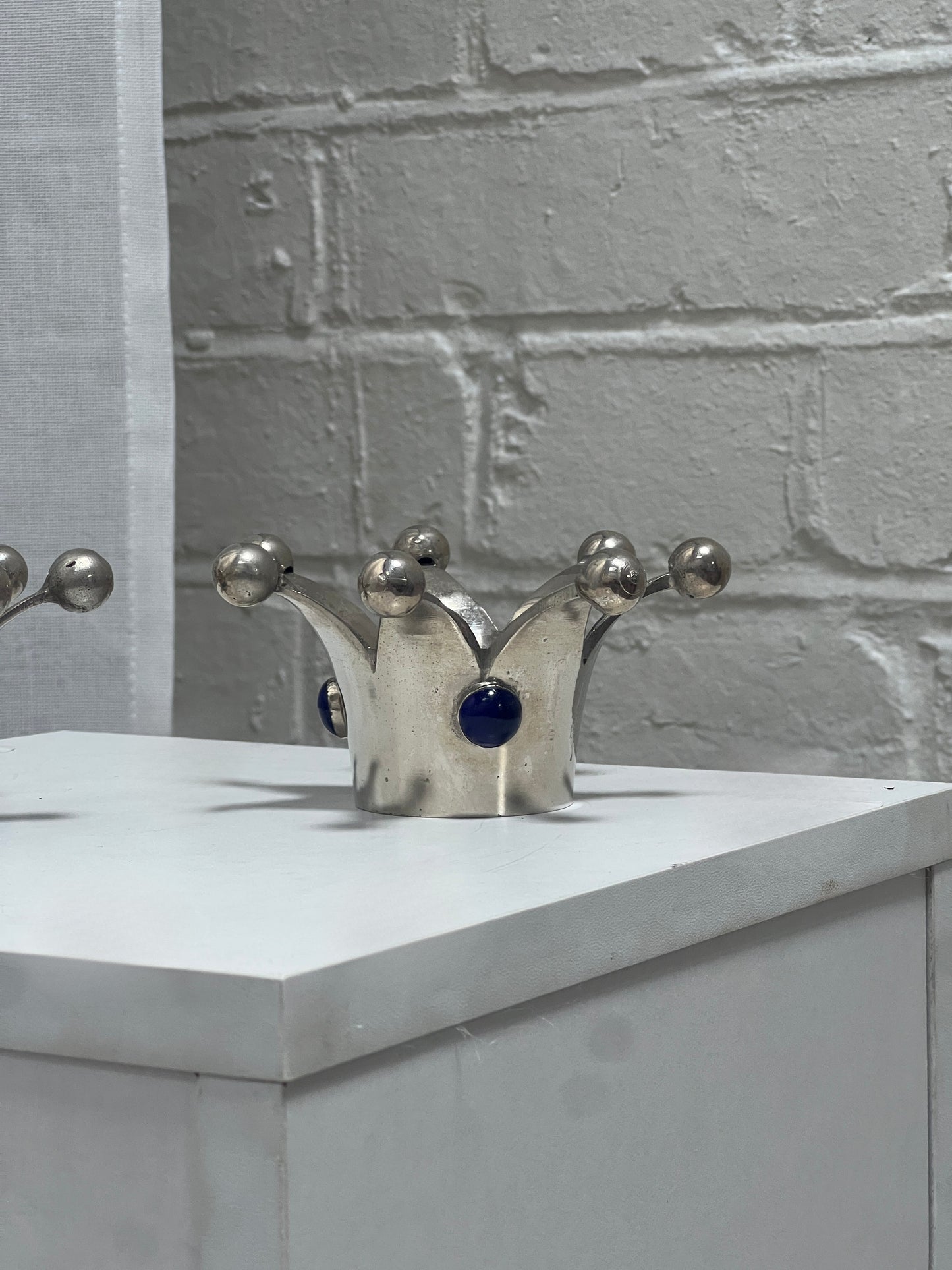 PAIR OF SILVER CHROME CANDLE HOLDERS
